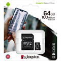 Kingston SDCS2/64GB 64GB microSDXC Canvas Select Plus 100MB/s Read A1 Class 10 UHS-I Memory Card with SD Adapter